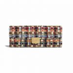 Chanel Blue/Orange/Navy Blue/Beige Tweed Clutch Bag
