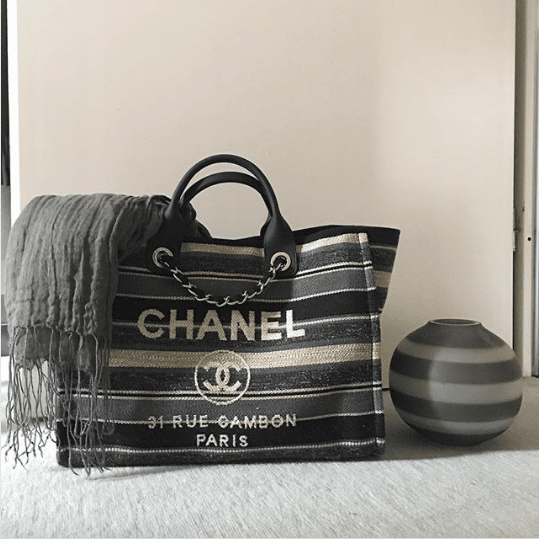 2014 CHANEL Caviar and Calfskin Leather Two-Way Tote Bag XL Black