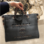 Chanel Dark Gray Canvas Deauville Shopping Bag