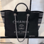 Chanel Dark Gray Canvas Deauville Shopping Bag 4