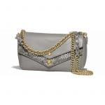 Chanel Gray Chevron Calfskin/Elaphe Small Flap Bag