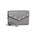 Chanel Gray Chevron Lambskin Mini Clutch Bag