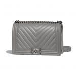 Chanel Gray Chevron New Medium Boy Flap Bag