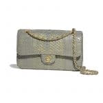 Chanel Gray Python Classic Flap Medium Bag