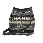 Chanel Gray/Dark Gray/Black Canvas Deauville Drawstring Bag