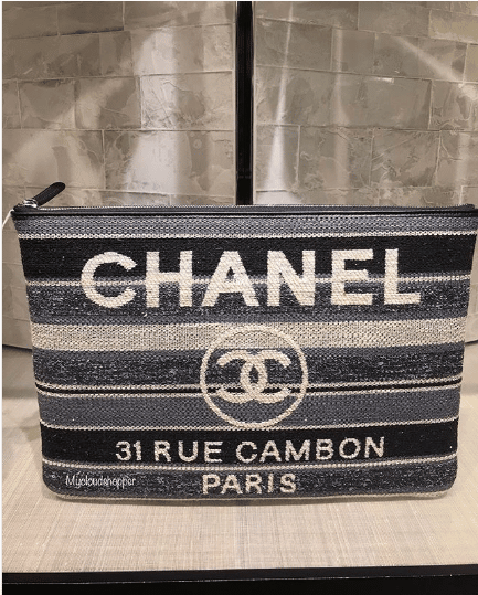 chanel deauville tote black leather