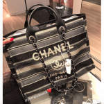 Chanel Gray/Dark Gray/Black Canvas Deauville Shopping Bag