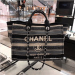 Chanel Gray/Dark Gray/Black Canvas Deauville Shopping Bag 2
