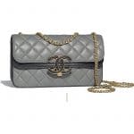Chanel Gray/Navy Blue Lambskin Small Flap Bag