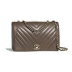 Chanel Khaki Chevron Statement Large Flap Bag