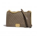 Chanel Khaki Quilted New Medium Boy Flap Bag