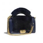 Chanel Navy Blue Boy Orylag Old Medium Flap Bag