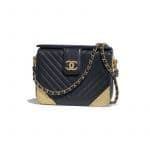 Chanel Navy Blue Chevron Rock The Corner Minaudiere Bag