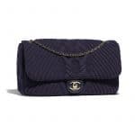 Chanel Navy Blue Knit Flap Bag