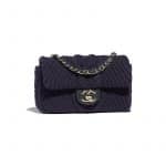 Chanel Navy Blue Knit Mini Flap Bag
