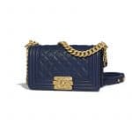 Chanel Navy Blue Quilted Small Boy Flap Bag