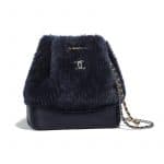 Chanel Navy Blue Shearling Sheepskin Gabrielle Small Backpack Bag