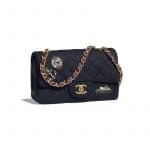 Chanel Navy Blue Wool with Charms Mini Flap Bag