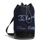 Chanel Navy Blue/Blue Embroidered Wool and Calfskin Backpack Bag