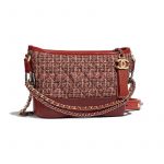 Chanel Orange/Burgundy Tweed Small Gabrielle Hobo Bag