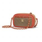 Chanel Rust/Beige/Khaki/Red Lambskin:Jersey Mini Camera Case Bag