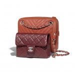 Chanel Rust/Burgundy Quilted/Chevron Calfskin Small Camera Case Bag