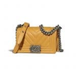 Chanel Yellow Chevron Small Boy Flap Bag