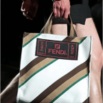 Fendi White/Brown Striped Tote Bag - Spring 2019