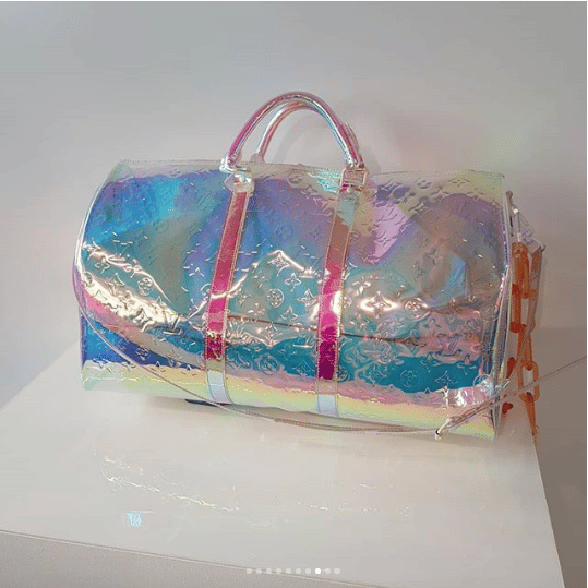 lv holographic duffle bag