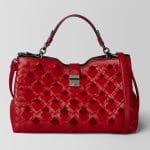 Bottega Veneta China Red Intrecciato Velvet Napoli Bag