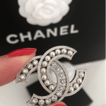 Chanel CC Crystal and Pearl Brooch