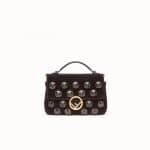 Fendi Black Embellished Velvet Double Micro Baguette Bag