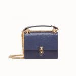 Fendi Blue Leather/Ostrich Kan I Small Bag