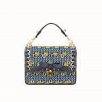 Fendi Blue/Yellow Open Your Heart Velvet Kan I Bag