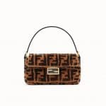 Fendi Brown FF Sheepskin Baguette Bag