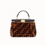 Fendi Brown FF Sheepskin Peekaboo Mini Bag