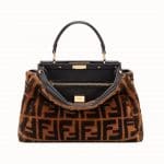 Fendi Brown FF Sheepskin Peekaboo Regular Bag