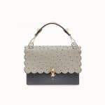 Fendi Gray Leather/Ostrich Scalloped Kan I Bag