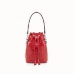 Fendi Red FF Embossed Mon Tresor Bucket Bag