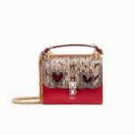 Fendi Red Leather/Elaphe with Heart Appliqués Kan I Small Bag