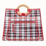 Fendi Red Tartan Runaway Shopper Bag