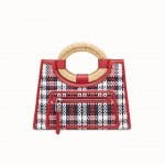 Fendi Red Tartan Runaway Small Shopper Bag