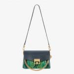 Givenchy Black/Green Leather/Python GV3 Small Flap Bag