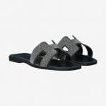 Hermes Marine Suede Goatskin with Crystals Oran Sandals