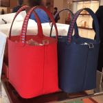 Hermes Red and Bleu Picotin Lock 22 Bags with Braided Handles