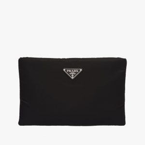 Prada Black Medium Padded Nylon Clutch Bag