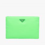 Prada Green Large Padded Nylon Clutch Bag