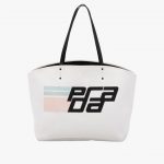 Prada White Logo Print Canvas Large Tote Bag