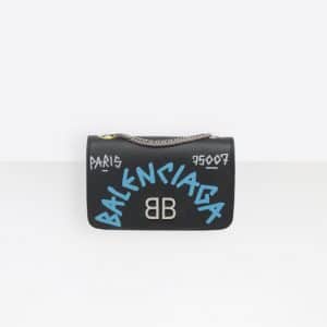 Balenciaga Black/Multicolor BB Chain Wallet Graffiti Bag