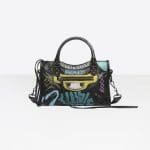 Balenciaga Black/Multicolor Classic Mini City Graffiti Bag